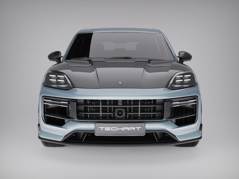 Techart Porsche Cayenne E3.2 Speilhus Dekorlist — blå/sort installert