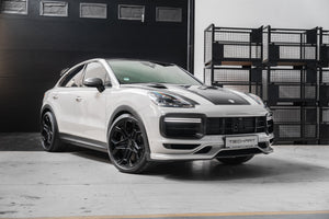 Techart Porsche Cayenne Coupé E3.1 Front Spoiler — chalk/sort installert