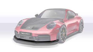 Techart Porsche 992.2 Carrera Front Spoiler GFC — pressskisse frontperspektiv