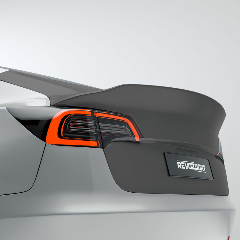 Rear View of the Tesla Model 3 Carbon Fiber Trunk Lid