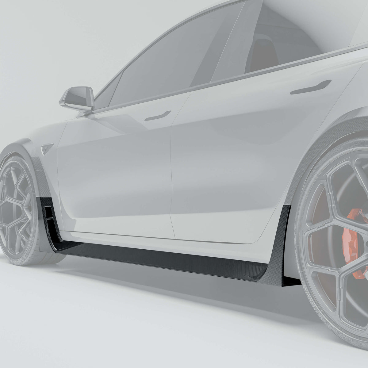 After installing carbon fiber side skirts on a Tesla Model 3