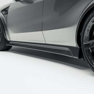 Tesla Model Y Juniper carbon fiber side skirts studio view