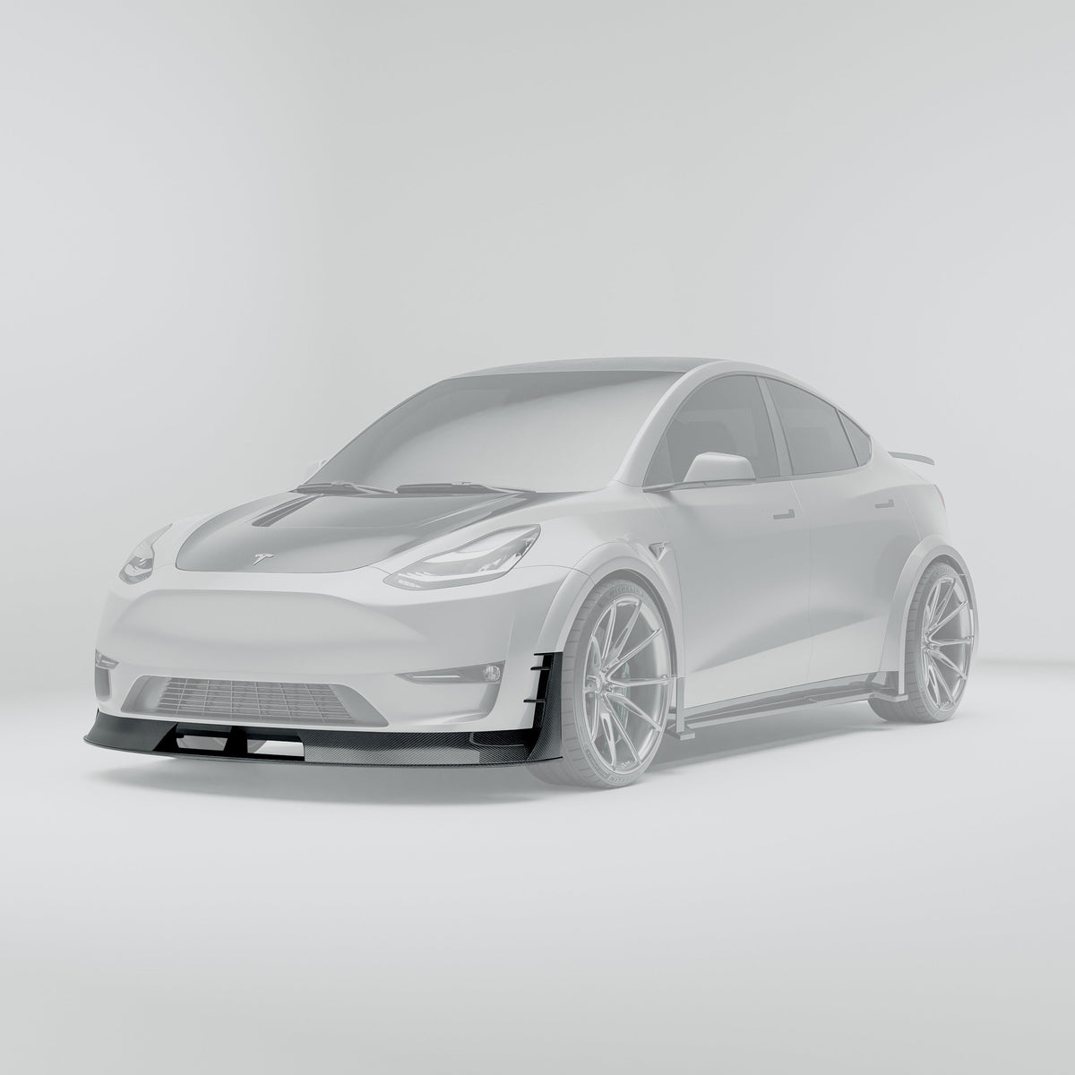 Tesla model y carbon fiber front lip with protruding sections