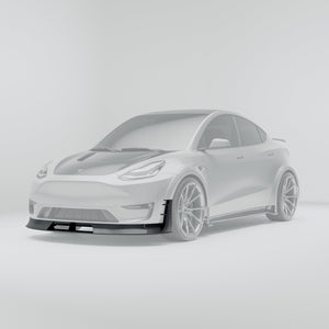 Tesla model y carbon fiber front lip with protruding sections