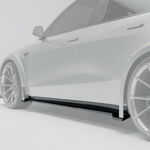 Tesla model y carbon fiber side skirts with protruding sections